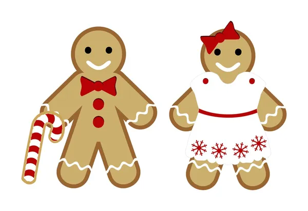 Gingerbread man and woman — Stock Vector