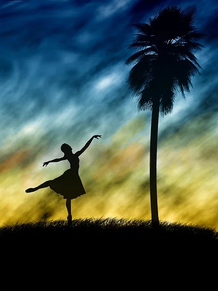 Women ballet dancer silhouette — Stock Photo, Image