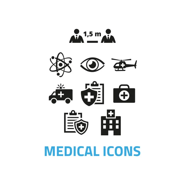 Icônes Médicales Sur Fond Blanc Illustration Vectorielle — Image vectorielle