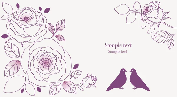 Aves y flores — Vector de stock