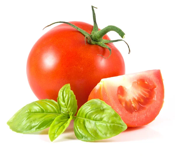 Tomate mit Basilikum — Stockfoto