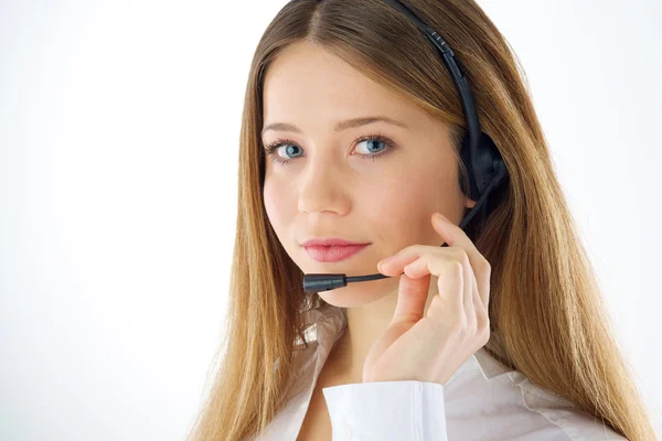 Portrait of woman phone operator — Stock Photo, Image