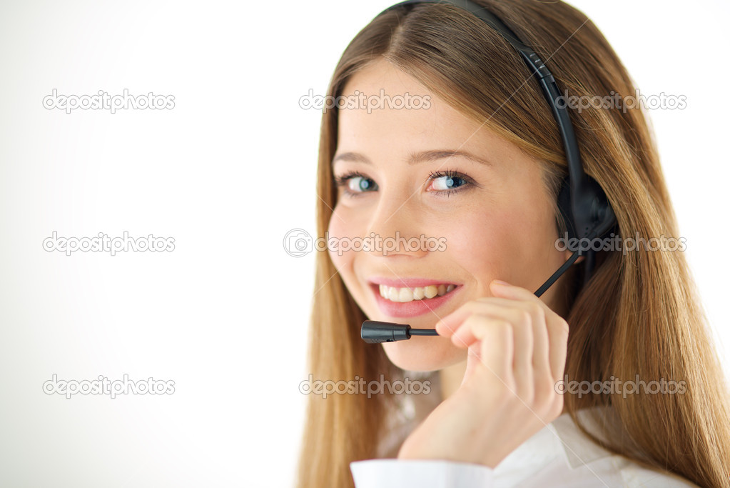 smiling woman phone operator