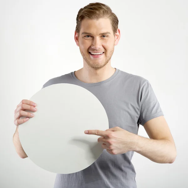 Man holding sign — Stock Photo, Image