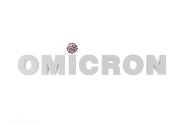 Coronavirus yeni pul omikron işareti beyaza izole edildi. Koronavirüs hücrelerine ya da bakteri moleküllerine yakın çekim. Bulaşıcı baca. Bakteri, hücre enfeksiyonlu organizma. Virüs Covid-19. 3d Hazırlama