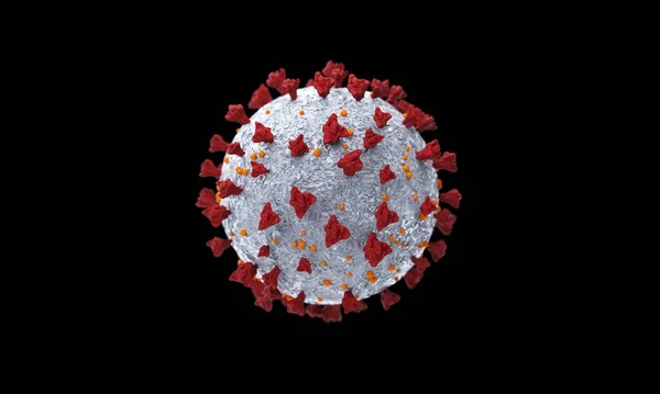 Cellules coronavirus ou molécule bactérienne. Virus Covid-19 omicron isolé sur blanc. Gros plan sur la grippe, vue du virus au microscope, maladies infectieuses. Bactéries, organisme infecté par des cellules. Rendu 3d. — Photo