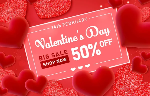 Valentines day sale banner background for flyer or web-sete header, Premium Vector — стоковый вектор