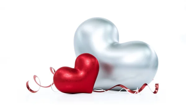 Gyönyörű szív fehér háttér boldog Valentin nap, 3D Renderelés — Stock Fotó