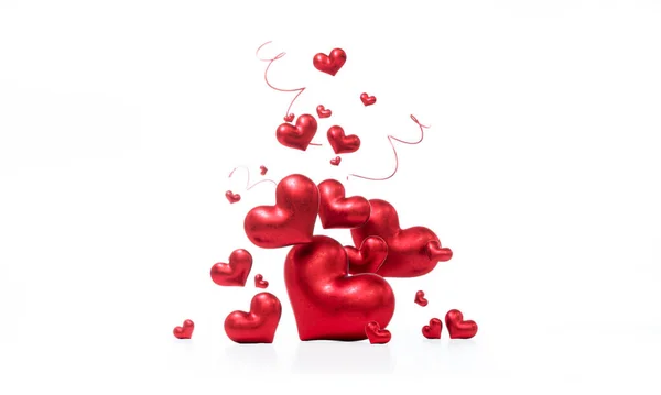 Schöne Herzen auf weißem Hintergrund für einen fröhlichen Valentinstag, 3D-Rendering — Stockfoto