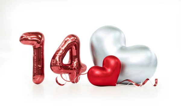 Února Krásná Srdce Bílém Pozadí Pro Šťastný Valentýna Vykreslování — Stock fotografie