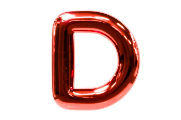 Balão fonte metálico vermelho letra D feita de balão de hélio realista, Premium ilustração 3d. — Fotografia de Stock
