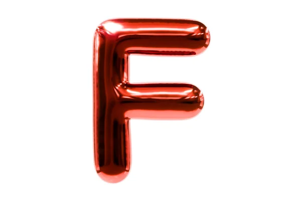 Carattere Balloon metellic red letter F made of realistico elio palloncino, Premium 3d illustrazione. — Foto Stock