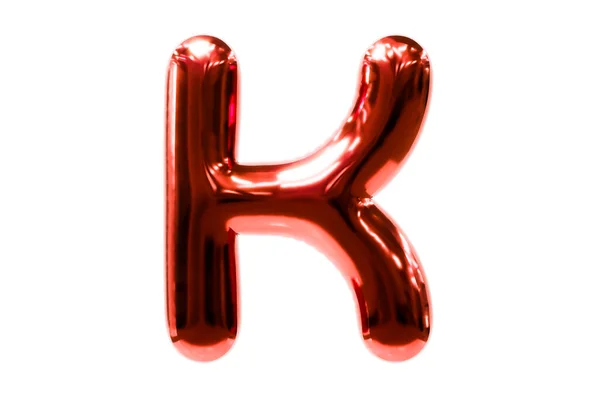 Globo fuente metálica letra roja K hecha de globo de helio realista, ilustración Premium 3d. —  Fotos de Stock