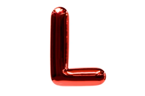 Balloon betűtípus metellic piros betű L készült realisztikus hélium ballon, Premium 3d illusztráció. — Stock Fotó
