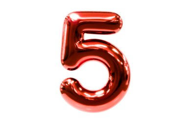 Gerçekçi helyum balonundan yapılmış 5 numaralı balon yazı tipi metellik kırmızı..