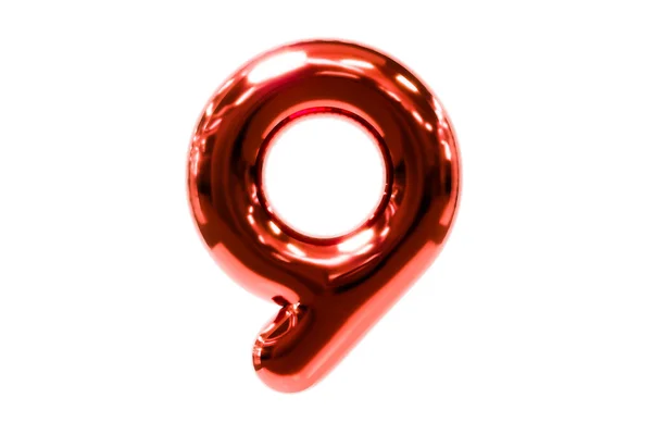 Balloon font metellic red number 9 made with real helium balloon, Premium 3d illustration. — 스톡 사진