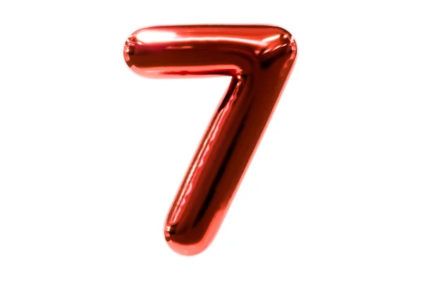 Balloon font metellic red number 7 made with real helium balloon, Premium 3d illustration. — 스톡 사진