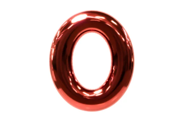Zero palloncino font metellico rosso numero 0 in palloncino realistico elio, illustrazione Premium 3d. — Foto Stock