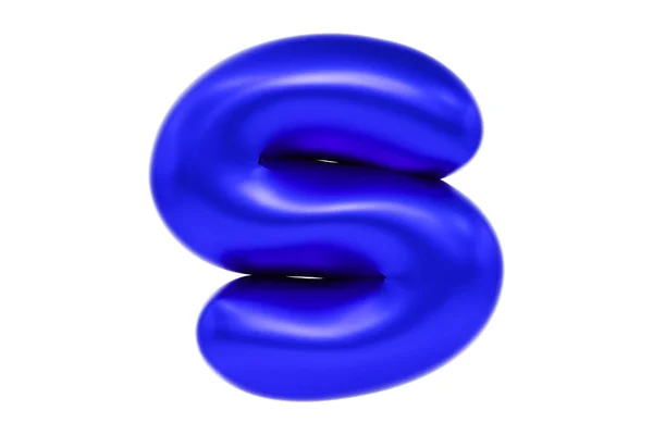 Смішна 3D літера шрифту S з блакитної кулі, мультяшний шрифт, преміум 3d ілюстрація — стокове фото