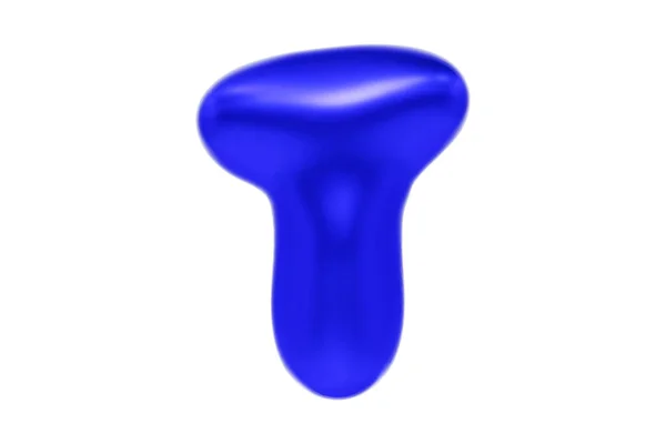 Carta engraçado fonte 3D T feito de balão azul, fonte dos desenhos animados, Premium ilustração 3d — Fotografia de Stock