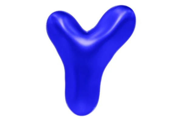 Vicces 3D betűtípus betű Y made of blue balloon, rajzfilm betűtípus, Premium 3d illustration — Stock Fotó