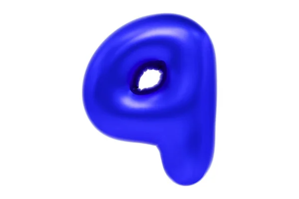 3D字体9，有趣的卡通符号，由现实的蓝色氦气气球制成，Premium 3d插图. — 图库照片