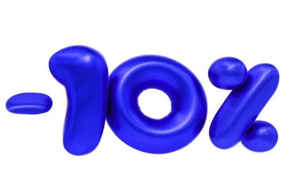 10 τοις εκατό έκπτωση Off, μείον δέκα 3D αστείο σύμβολο πώλησης κινουμένων σχεδίων από ρεαλιστικό μπλε μπαλόνι ηλίου, 3d απόδοση — Φωτογραφία Αρχείου