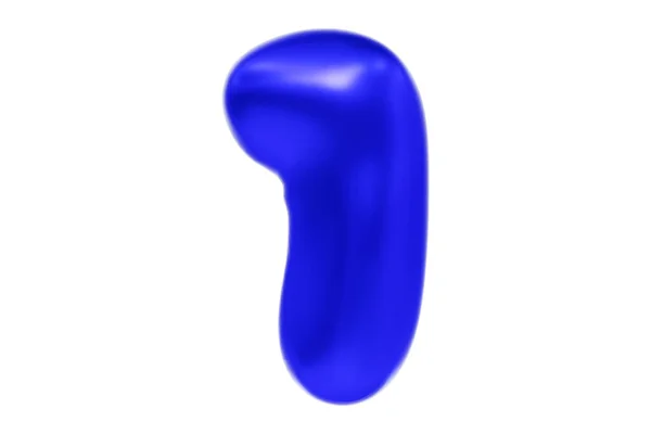 3D-teckensnitt nummer 1, rolig tecknad symbol gjord av realistisk blå heliumballong, Premium 3D-illustration. — Stockfoto