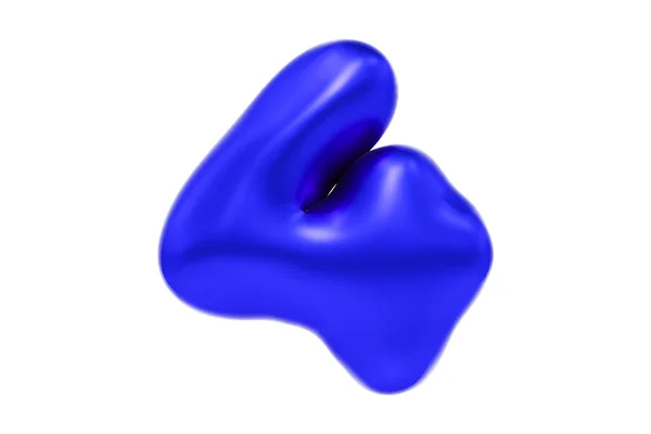 3D-teckensnitt nummer 4, rolig tecknad symbol gjord av realistisk blå heliumballong, Premium 3D-illustration. — Stockfoto