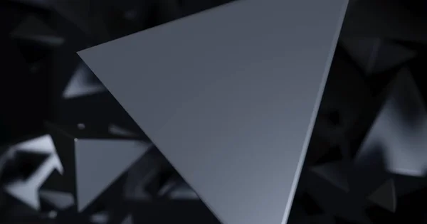 Многоугольные объекты в тёмном пространстве, абстрактный футуристический чёрный фон, 3D рендеринг — стоковое фото