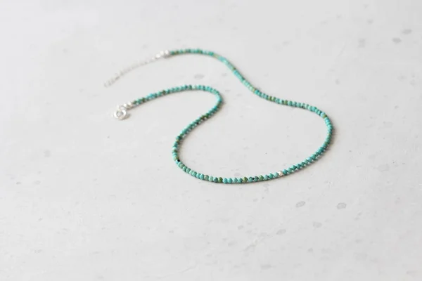 Collier Turquoise Collier Court Pierres Turquoise Naturelles Bijoux Faits Main — Photo