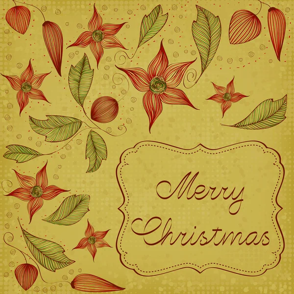 Floral Christmas Card — Stock Vector
