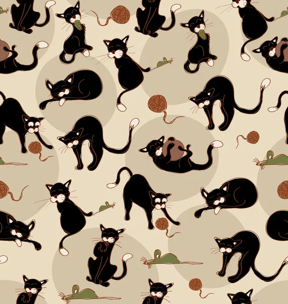 Chats noirs sans couture — Image vectorielle