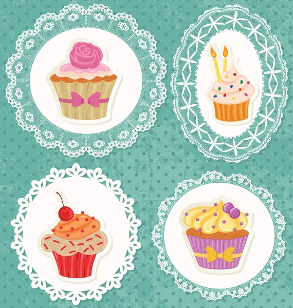 Cupcakes sur lacets — Image vectorielle