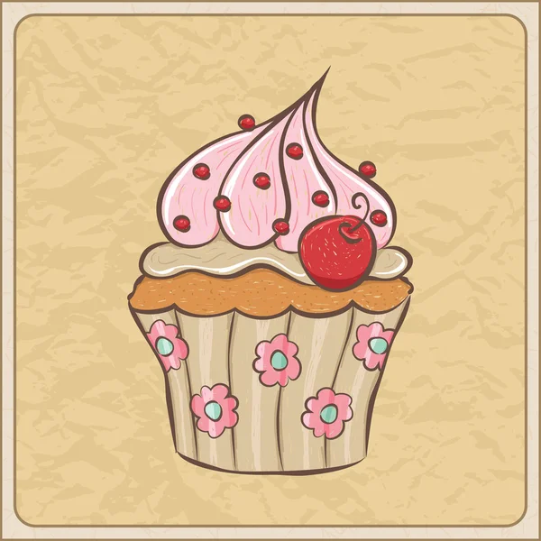 Cherry Cupcake — Stock Vector