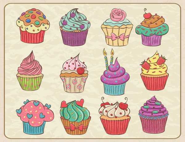 Cupcakes Set — Stock Vector