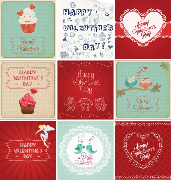 Collezione Carte di San Valentino — Vettoriale Stock