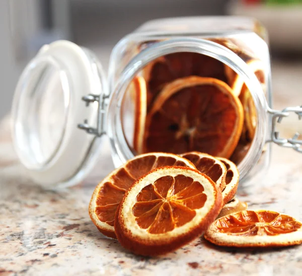 Dried fruits oranges placed in the jar — Stock Photo, Image