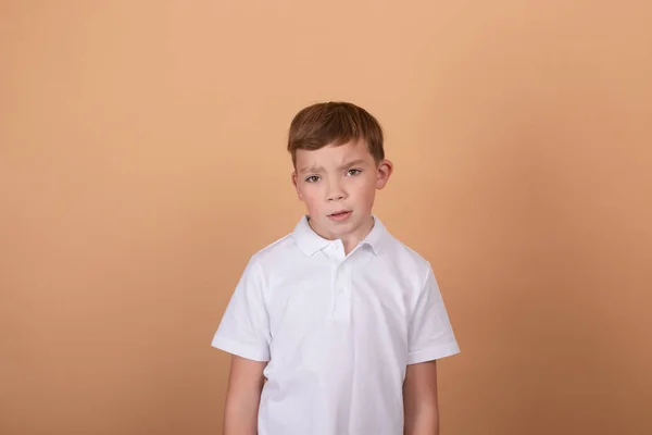 Beau jeune adolescent européen regardant la caméra, portant un sweat à capuche vert décontracté isolé sur fond brun. copier l'espace libre pour le texte — Photo