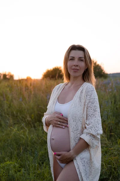 Future Maman Attend Bébé Espace Copie Grossesse Maternité Concept Attente — Photo