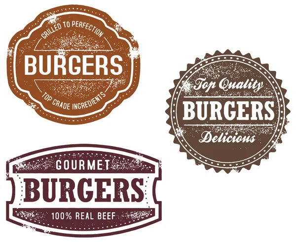 Timbres de style vintage Burger — Image vectorielle