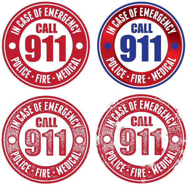 Звоните 911 Emergency Stamp
