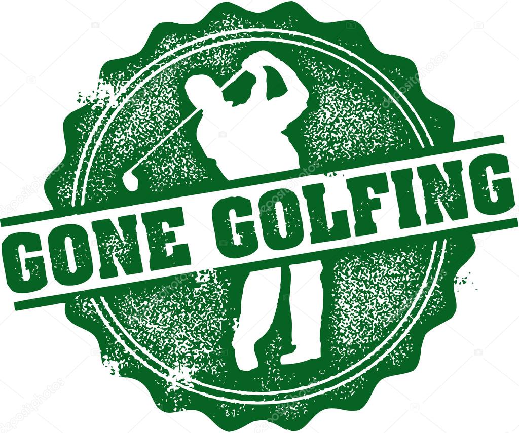 Gone Golfing Vintage Stamp Sign
