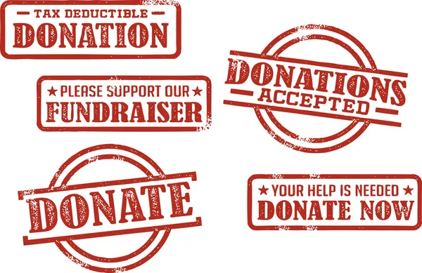 Donatie en fundraiser stempels — Stockvector