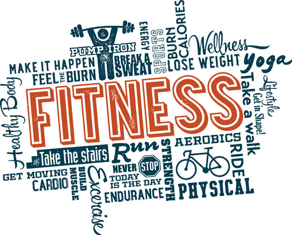 Fitness and Healthy Exercise Word