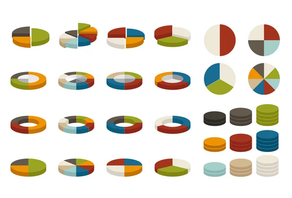 Kolorowe wykresy kołowe — Wektor stockowy