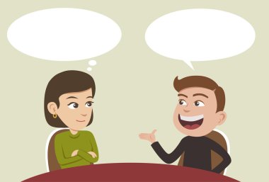 Two business having a conversation and man explaining something clipart