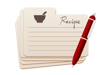 Recipe cards with red pen clipart