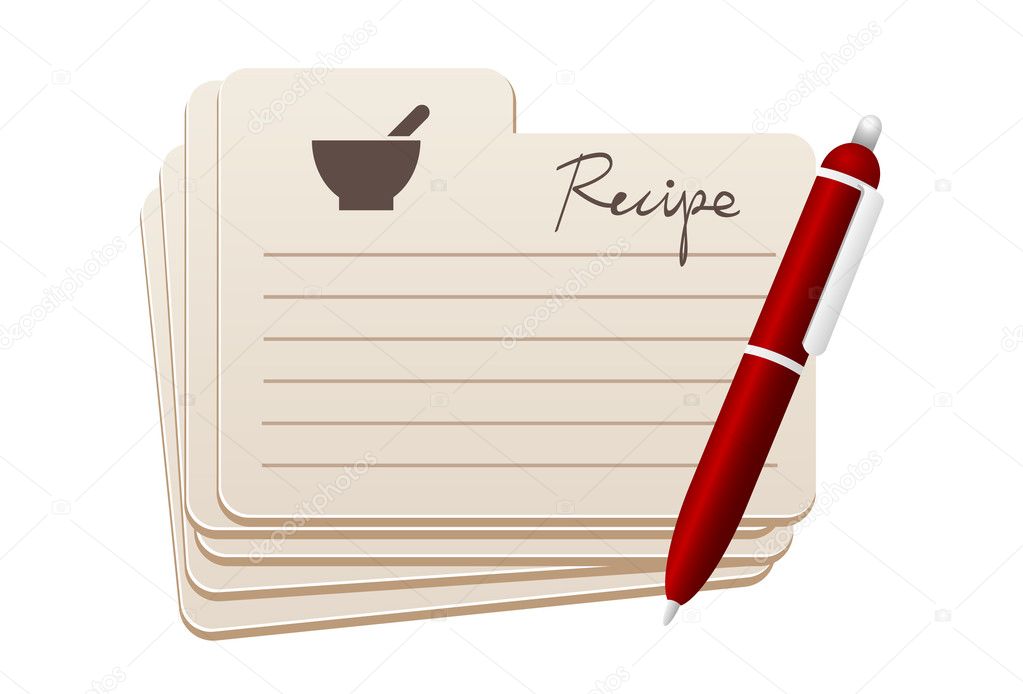 Recipe cards with red pen
