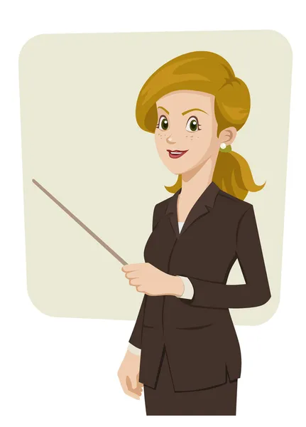 Mujer de negocios señalando algo — Vector de stock